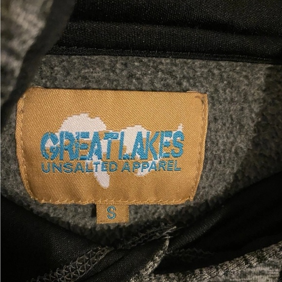 Great Lakes Unsalted Long Sleeve Hoodie Gray Size Small Unisex White Graphics - Picture 5 of 6